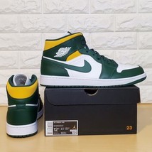 Nike Air Jordan 1 Mid Mens Size 12.5 Sonic Noble Green Pollen White 554724-371  - £151.82 GBP