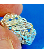 Earth mined Diamond Deco Wedding Band Antique Eternity Anniversary Ring Size 6 - $2,465.25