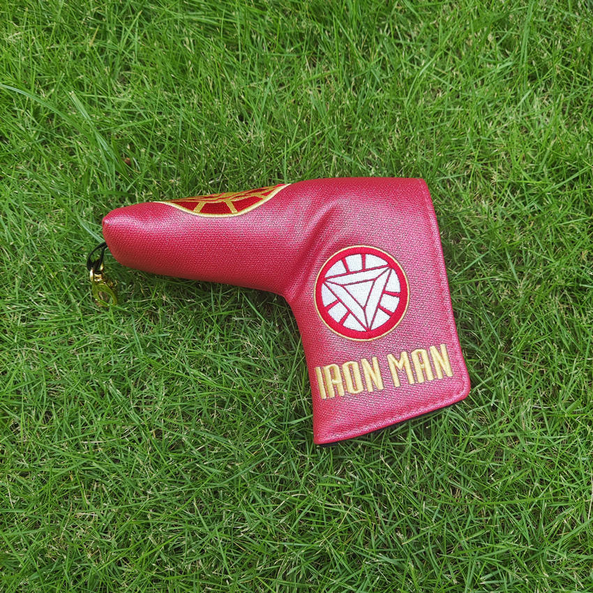 Golf Club Putter Blade Head Cover Iron Man Red Armor Style Red Black