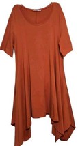 Luukaa Orange 2(10) Tunic Dress Lagenlook Oversized Asymmetrical Hemline Pockets - £53.07 GBP