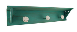 Scratch &amp; Dent Green Weathered Finish Sand Dollar Wooden Wall Hook Shelf - $32.92