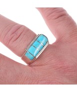 Sz10 Native American Sterling and turquoise channel inlay ring - $113.85