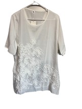 Zei La La White Cotton Appliqué Dress L NWT | Beach Cover Up Resort Cruise - $28.00