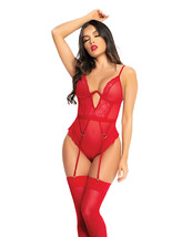 Heart Lace Underwire Bodysuit Red S/m - £28.23 GBP