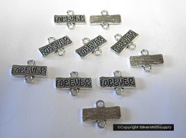 &quot;FOREVER&quot;  10 Tibetan Style Alloy Links connectors - WORD CHARMS  17x13mm FPL006 - £3.08 GBP