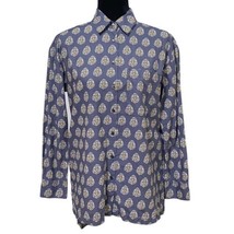 Madewell Blue Medallion Cotton Tunic High Low Top Hidden Side Pockets Si... - $18.99