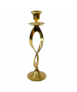 Vintage MCM Polished Brass Twist Candle Holder 9&quot; Decorative Taper Candl... - £50.76 GBP