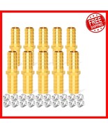 Set of 10 Brass Hose Barb Reducers with 20 Clamps - 5/8 Inch Precision F... - $627.36 MXN