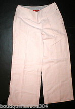 New $129 Womens 4 Cartonnier Anthropologie Pale Pink Linen Wide Leg Crop... - £100.46 GBP