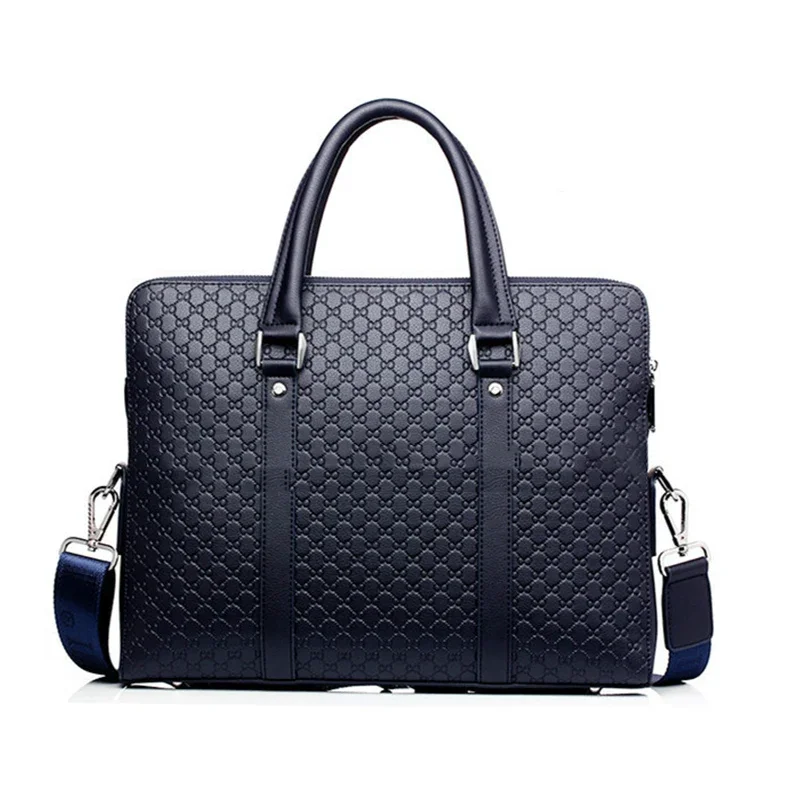 New Double Layers Men&#39;s Leather Business Briefcase Casual Man Shoulder B... - $94.76