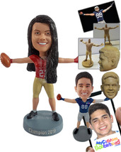 Personalized Bobblehead Female Tonboy football player with arms outstretched hol - £72.96 GBP