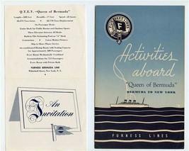 Furness Lines Queen of Bermuda 1950s Activities Board &amp; 7 Day Cruise Invitation  - £18.85 GBP