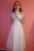 US Angels First Communion Dress White style #214 Clustered Pearl Waist S... - $91.00