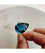 925 Starling Silver Simulate Blue Topaz Handmade Ring Gift Free Ship - $64.35