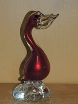 Art Glass Crane/ Bird metallic Red/ Orange 7+&quot; unmarked Italian Murano - £13.54 GBP