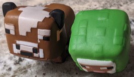 Lot of 2 Minecraft SQUISHMEs from SERIES 2 Collector&#39;s box Cow and Green Sheep - £15.94 GBP