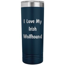 Love My Irish Wolfhound v4-22oz Insulated Skinny Tumbler - Navy - £25.84 GBP