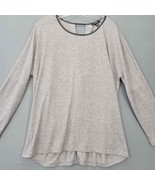 Very J Shirt Womens Size L Gray Stretch Sultry Twist Cutout Back Long Sl... - £8.42 GBP