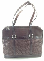Coldwater Creek Brown Faux Croc Large Tote Satchel Laptop Handbag Briefcase - £33.00 GBP
