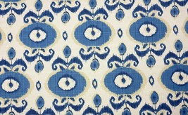 Vilber Egeo Azure Blue Ikat Eye Natural Basketweave Multiuse Fabric By Yard 57&quot;W - £12.54 GBP