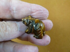 (Y-BEA-550) little 1&quot; brown tan Tiger&#39;s eye Bear walking gemstone FIGURI... - $8.99
