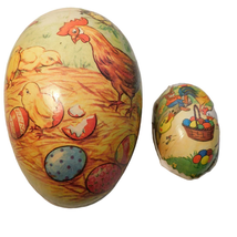 East German Paper Mache Egg Candy Container Set of 2 Vintage - £12.61 GBP