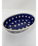 Polish Pottery  Ceramika Artstyczna Boleslaviec Oval Dish Blue Stars - €20,24 EUR