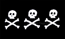Pirate C. Condent Three Skull Crossbones 3x5 Flag Polyester 100D - £18.87 GBP