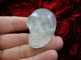 (HH-60-C) HUMAN SKULL Purple White FLUORITE crystal gem Gemstone carving... - £26.11 GBP