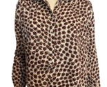 Loft White, Brown, Black Floral Print Long Sleeve 1/4 Button Blouse Size L - $23.74
