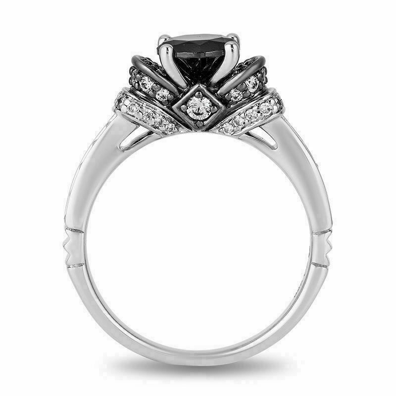 Evil Enchanted Disney  2Ct Simulated Black Diamond Ring 14K White Gold Plated - £88.56 GBP