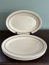 Vintage Homer Laughlin Oval Plate | Tan Platter w/ Stripe | Restaurant Ware - £19.05 GBP