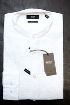 HUGO BOSS Hommes Jordi Slim Fit Levé Col Blanc Coton Robe Chemise 38 15 - $64.11