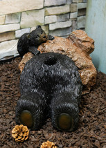 Ebros Large Whimsical Forest Black Bear Butt Stuck In Rock Hole With Cub... - $75.99