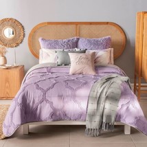 Monaco Jacquard Texture Embroidery Reversible Comforter Set 3 Pcs Twin Size - £87.04 GBP