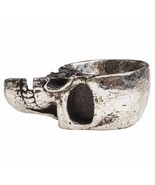Alchemy Gothic Half Skull Antiqued Silver Resin Trinket Dish Jewelry Bow... - £11.75 GBP