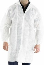 Disposable Lab Coats 30ct White Polypropylene Coats Medium 42&quot; Long - £79.95 GBP