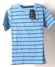 1 Ct Nautica Little Boys Large Size 6 Short Sleeved Shirt 431 Light Blue Stripe - £16.47 GBP