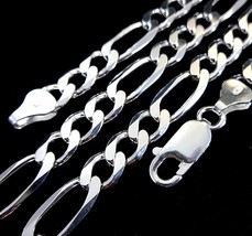6MM Solid 925 Sterling Silver Italian Men&#39;s FIGARO Chain Necklace Made In Italy  - £25.65 GBP+