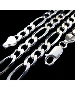 6MM Solid 925 Sterling Silver Italian Men&#39;s FIGARO Chain Necklace Made I... - £26.13 GBP+