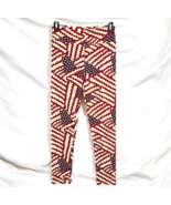 LuLaRoe Leggings Woman One Size 2-10 Red, Stripes And Stars Pattern Acti... - $11.29