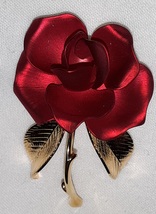 Cerrito &quot;Symbol of Love&quot; Red Rose Brooch Vintage - £19.53 GBP