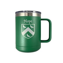 Hope Irish Coat of Arms Stainless Steel Green Travel Mug with Handle - $27.43