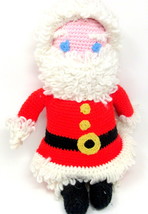 Christmas Santa Crochet 18&quot; Tall Vintage Handcrafted Acrylic Yarn Stuffed CleanC - £14.70 GBP