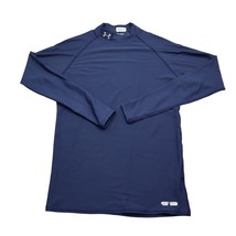 Under Armour Shirt Mens L Blue Compression Gym Athletic Metal  - $18.69