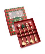 Cartoon 4pcs Set Spoon Fork Santa Claus Pattern Handle Stainless Steel T... - $261.24 MXN