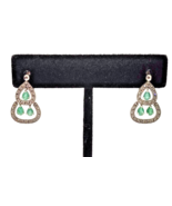 Gorgeous Diamond Emerald &amp; 14K White Gold Dangle Chandelier Earrings - £291.26 GBP