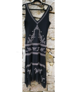 Art Deco Style Long Black Dress Vintage Bohemian Flapper Gothic Beaded S... - £20.63 GBP