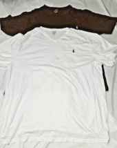 2 Ralph Lauren Polo Shirt Men&#39;s XLT 1XB white brown pony golf dress logo casual - £14.39 GBP