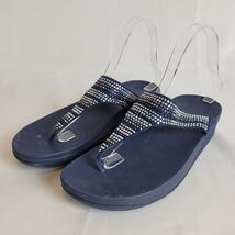 Fitflop Sandals Flare Strobe Flip Flop Navy Blue Rhinestones Women's 8 W... - $26.67
